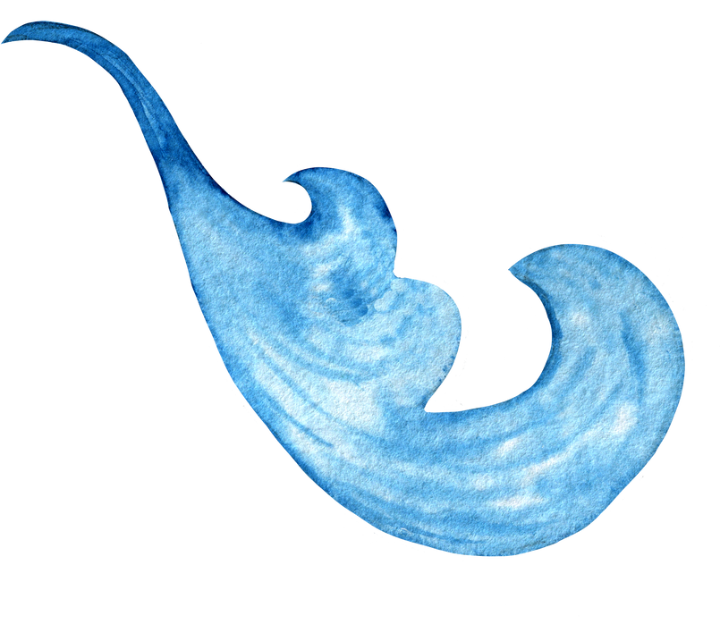 Watercolor cartoon blue wave